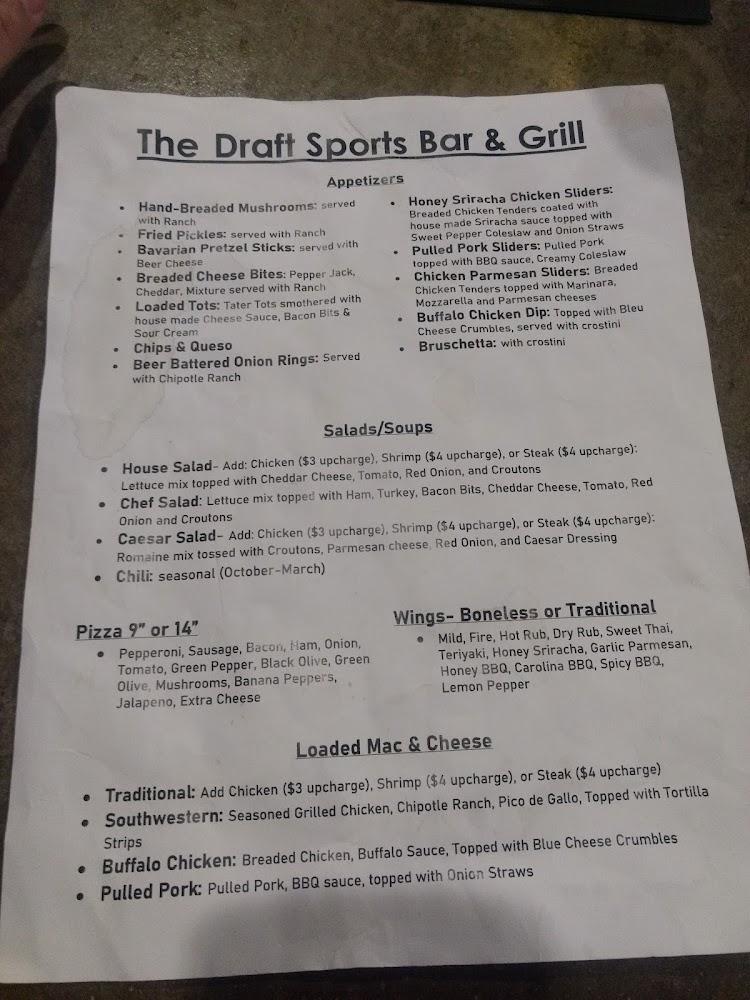 The Draft Sports Bar And Grill Menu image 3